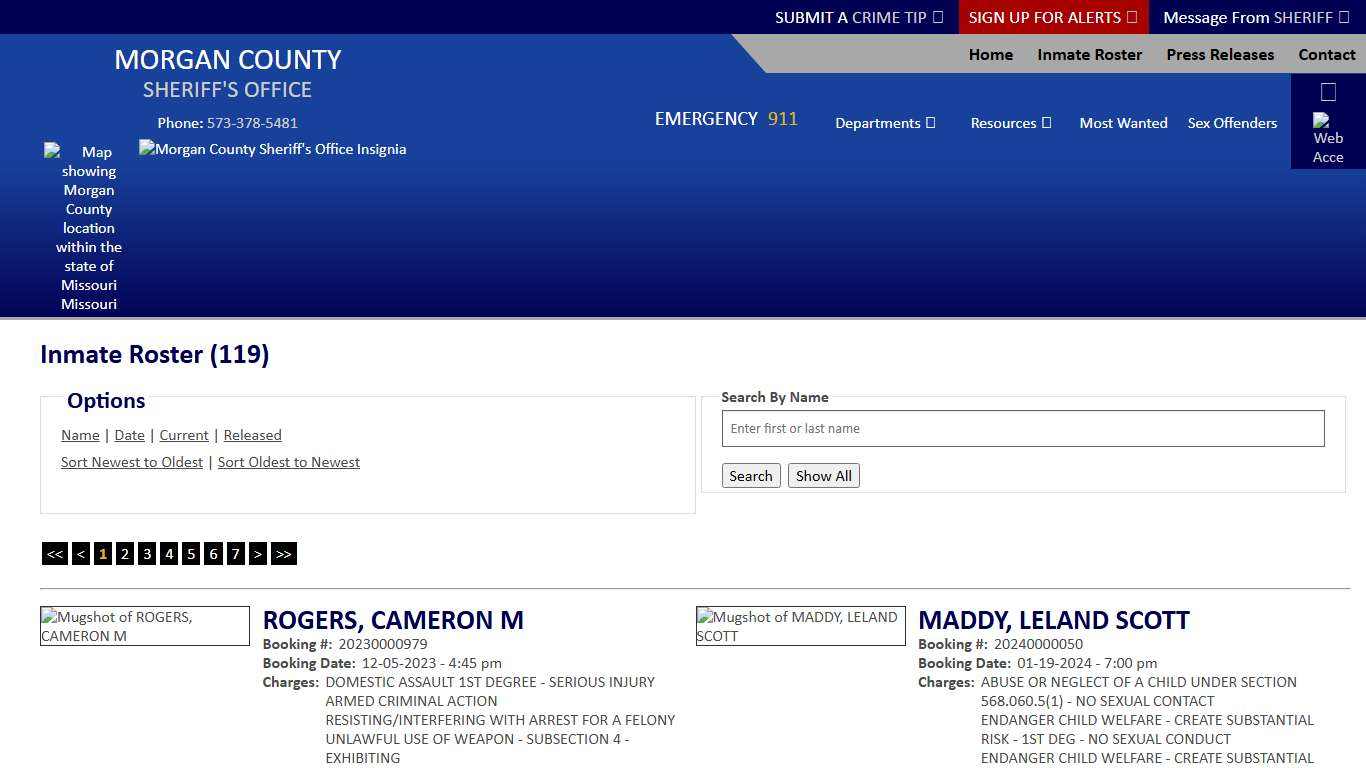 Inmate Roster - Current Inmates Booking Date Ascending - Morgan County Sheriff MO
