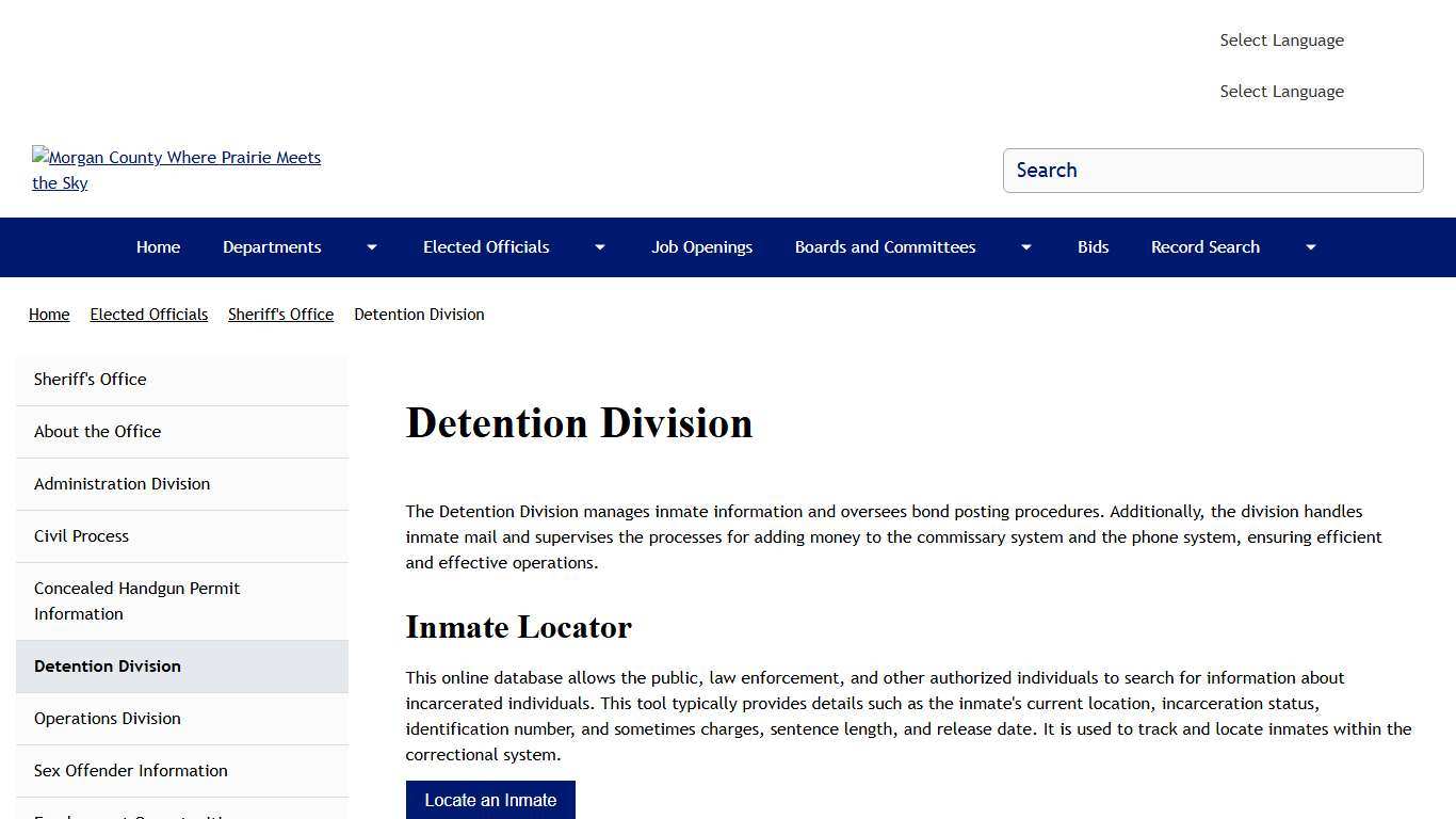 Detention Division Morgan County Where Prairie Meets the Sky